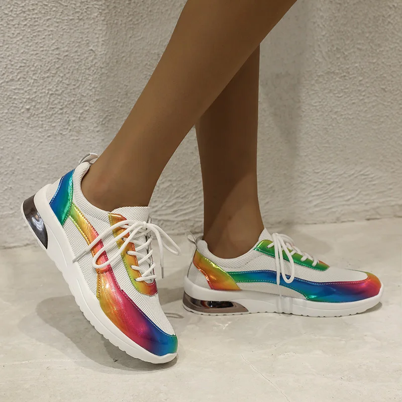 

Женские сланцы, Повседневная дышащая сетчатая обувь, светоотражающие модные спортивные кроссовки для девушек, легкие кроссовки, женская об...