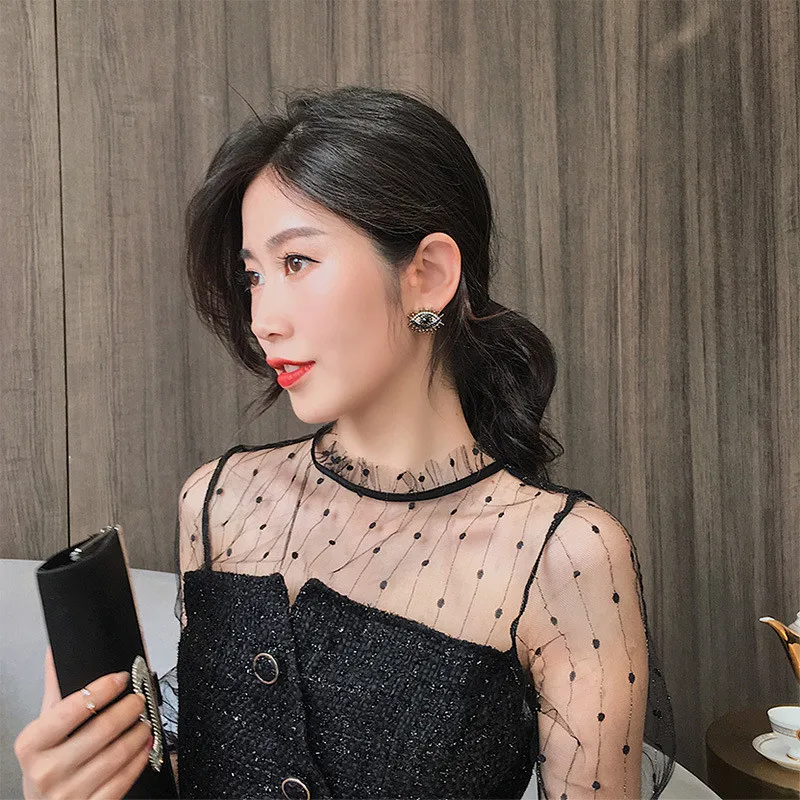 SEDmart, винтажные турецкие серьги-гвоздики с большими глазами для женщин, сверкающая жемчужина; стразы; хрусталь, циркон, Модные Преувеличенные ювелирные изделия