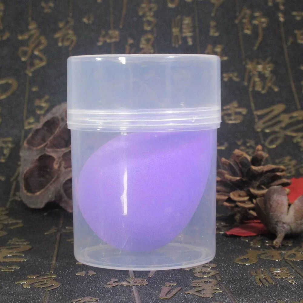 purple 1 шт. капельная губка для воды, гладкая, отличная основа для макияжа, спонж для нанесения пудры пуховка для макияжа пуховка с держателем - Цвет: purple