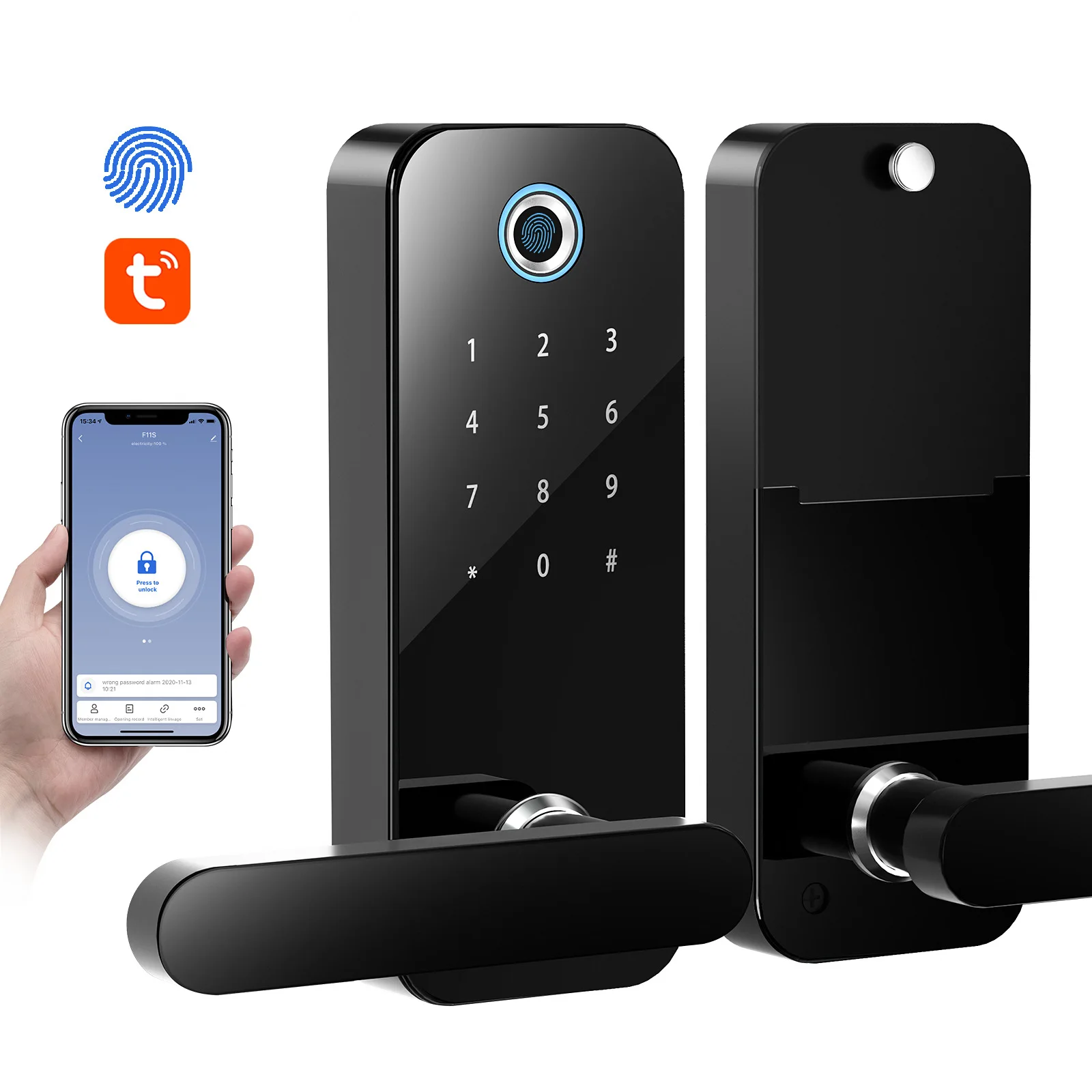 

Smart Lock Auto DoorLock Fingerprint Password Secure APP Bluetooth Easy Install Digital Door Lock Great for Home Apartment Hotel