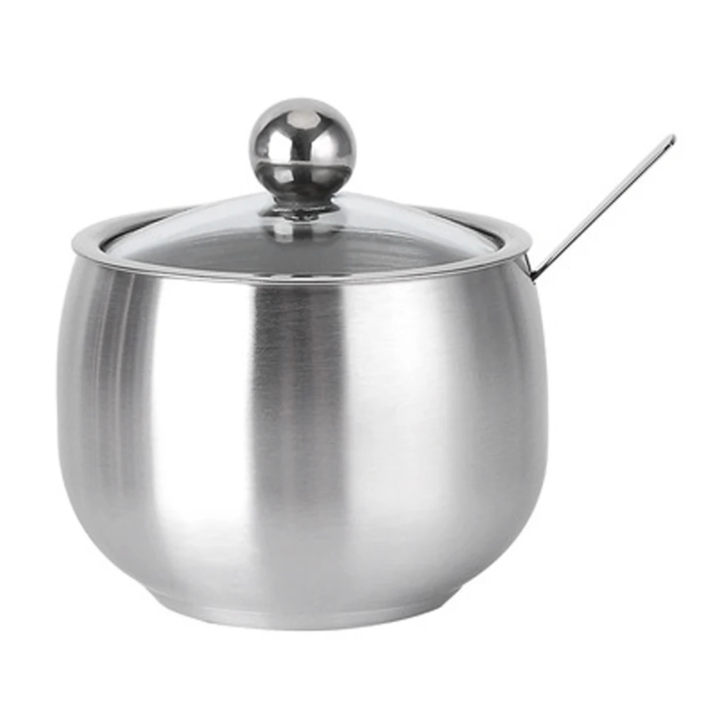 

Kitchen Stainless Steel Seasoning Condiment Pot Salt Sugar Bottle Spice Salt Sugar Container Pepper Jar Tool With Lid And Spoon