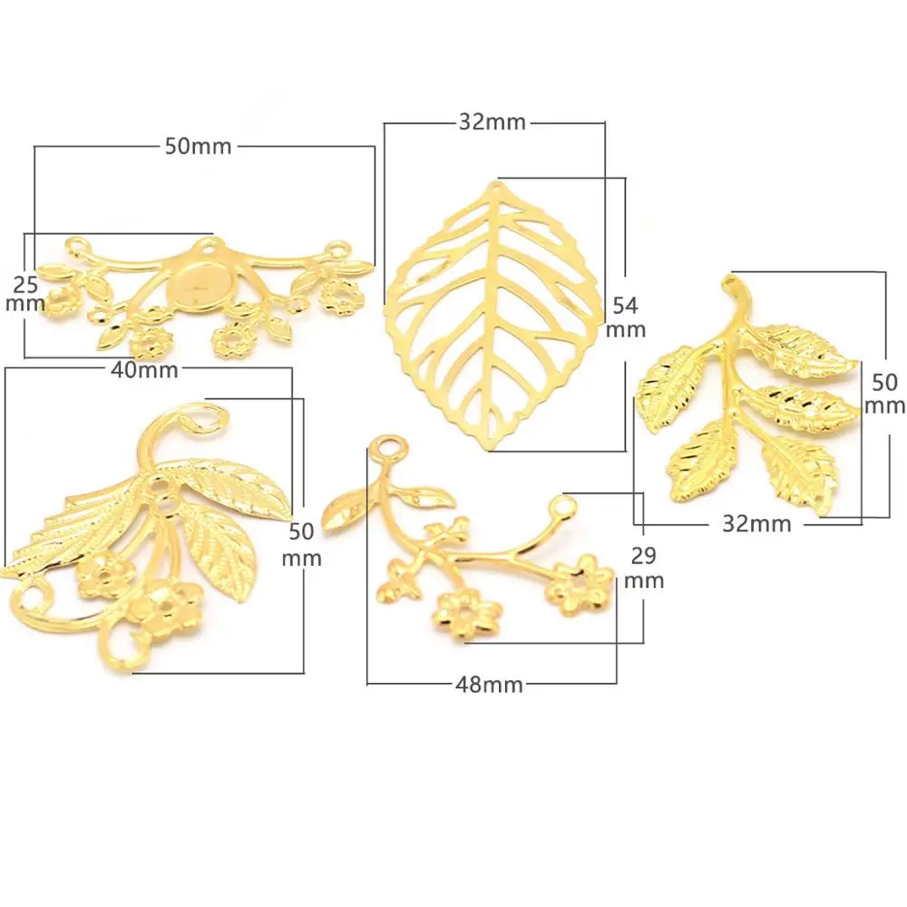 40 шт. цветочная подвеска с полыми листьями Золотая филигрань винтажная Подвеска