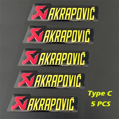 Type C 5PCS Универсальный алюминиевый Akrapovic стикер s глушитель наклейка глушитель наклейки для мотоцикла и автомобиля Наклейка - Название цвета: Type C 5PCS