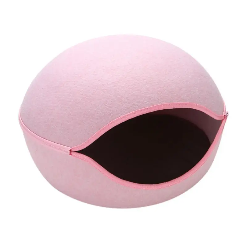 

Felt Round Cave Shaped Warm Nest For Cats Pet Safety Place Sleep Zip Up Bag For Kitten Novel warm pet cat nest