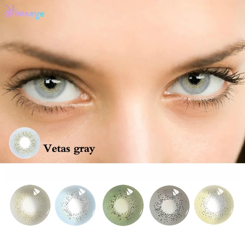 Серый Контактные линзы для глаз с Цвет Хэллоуин Косплэй Красота ученик Lentes де