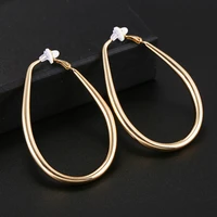 exaggerate big smooth oval hoop clip on earrings brincos simple party round loop earrings non pierced for women punk jewelry