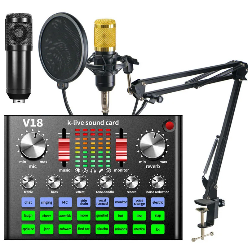 

bm 800 Microphone Studio Recording Live Sound Card Kits bm800 Condenser for Live Broadcast Recording Computer Phone Karaoke
