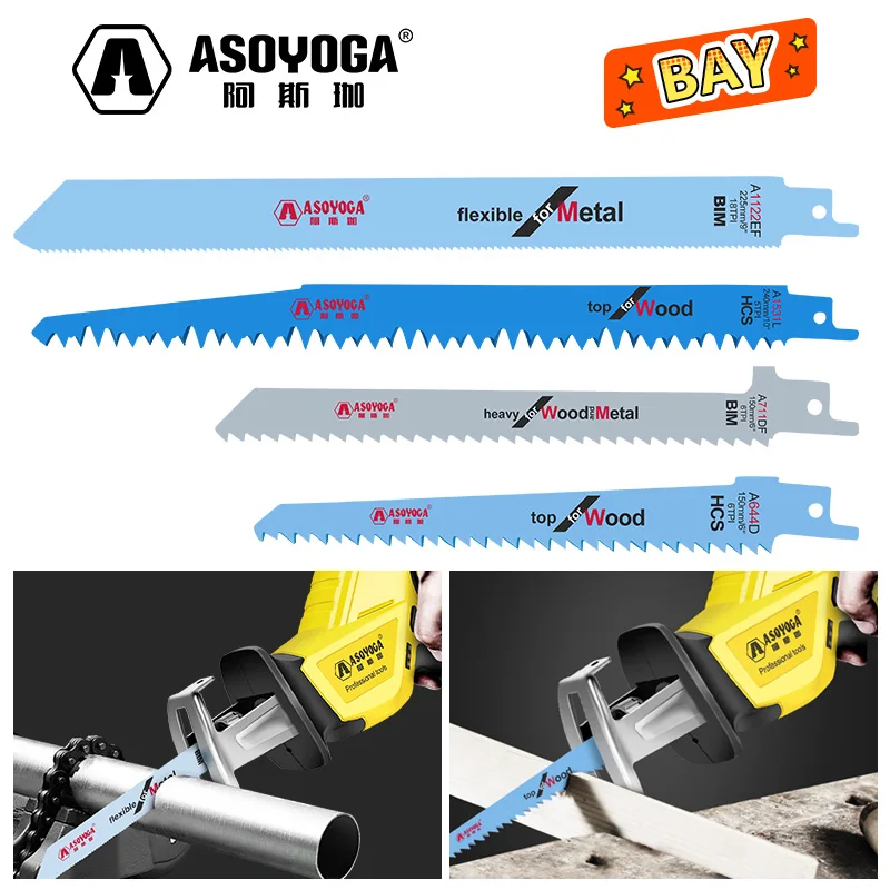 

ASOYOGA 10/40Pcs Reciprocating Saw Blades Jig Saw Blades Saber Saw Handsaw Multimodel For Cutting Wood Metal PVC Tube Power Tool