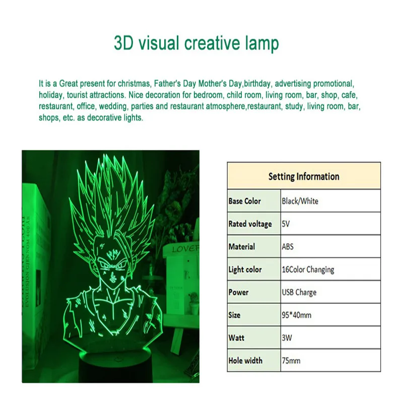 

Cartoon LED Night Light 7 Color USB Touch 3D Table Lamp Christmas Children Birthday Gift Decoration Room Light