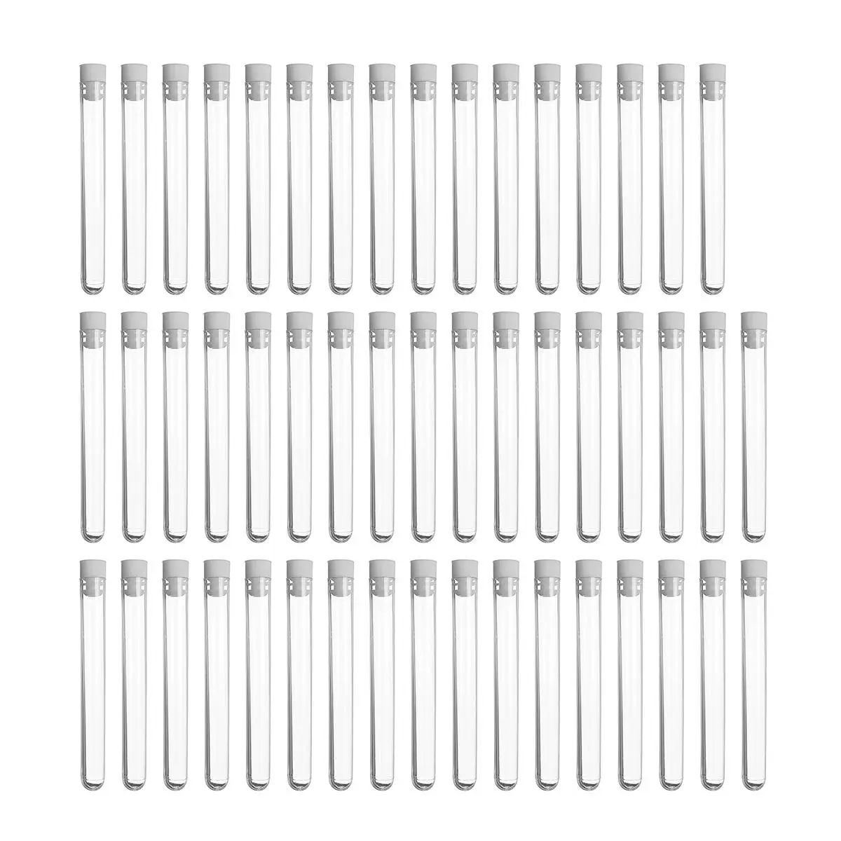 100Pcs Clear Plastic Test Tube With Cap 12x100mm U-shaped Bottom Long Transparent Lab Supplies |