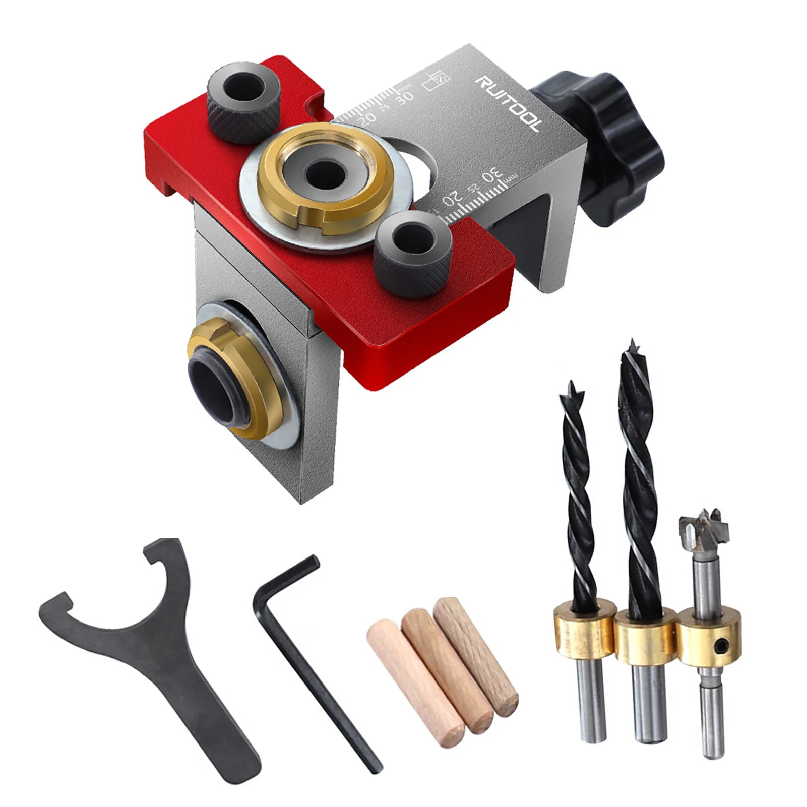 

DIY 3 In 1 With 8mm 15mm Drill Bit Professional Locator Dowel Jig Set Adjustable Guide For Drilling Disassemble Hole Puncher