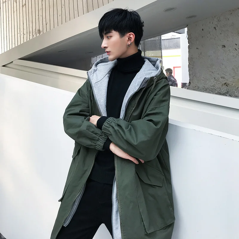 VOGUELEO/черный хлопковый осенний длинный Тренч модная Корейская Уличная