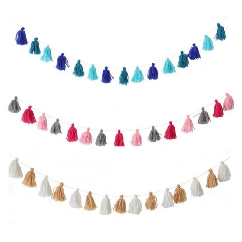 Ручной вязки кисточкой Гирлянда баннер баннеры настенные Висячие украшения