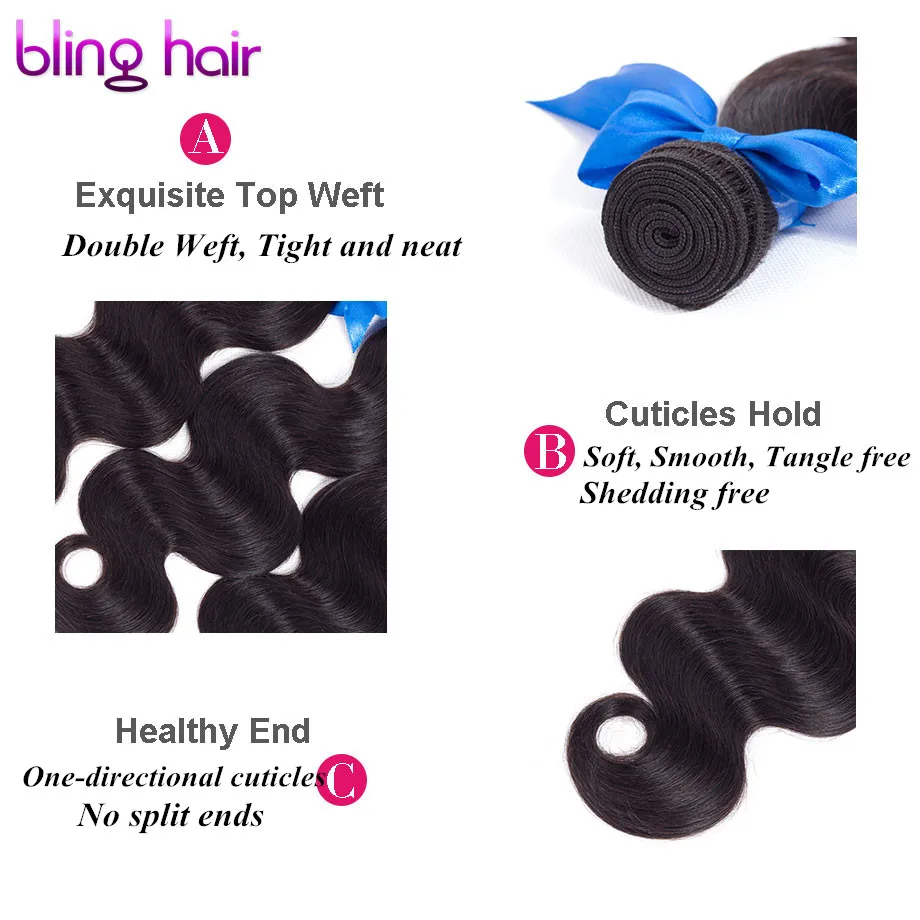 Bling Hair Remy Body Wave человеческие волосы пучки с бразильские волосы с закрытием переплетения пучки с 13*4 синтетический фронтальный натуральный цвет