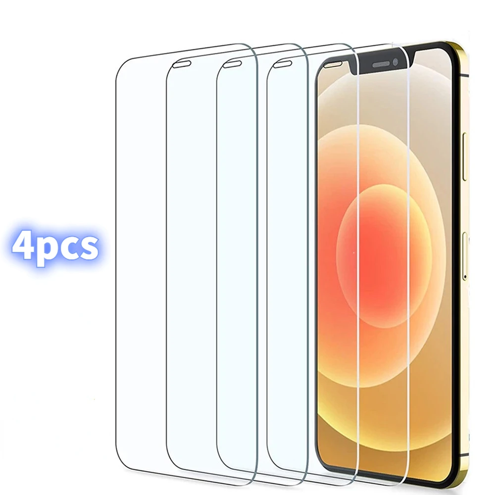 

4Pcs Protective Glass On iPhone 11 12 Pro Max XS XR 7 8 6s Plus SE Screen Protector For iPhone 12 Mini 11 Pro Max Tempered Glass