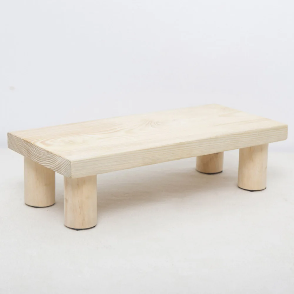 

1pc Wood Footstool Household Kid Stool Living Room Stool Furniture (Wood Color)