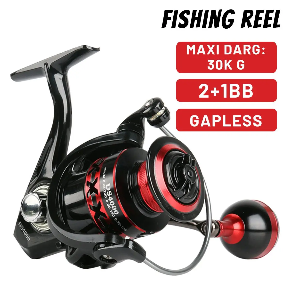 

Full Metal Gapless Fishing Reel 2000-7000 Max Drag 30KG 2+1BB Alloy Resistance Spinning Reel Speed Ratio 5.0:1 4.7:1 Fishing Acc