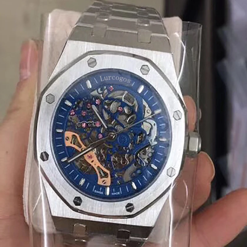 2019 Роскошные брендовые автоматические механические Серебристые синие мужские