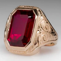 domineering classic inlaid red crystal mens gold ring fashion punk style party casual jewelry