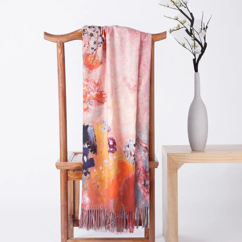 

2020 дизайнерский новый женский зимний кашемировый шарф шаль Цифровая роспись шаль Ван Гог Картина маслом пашмины Дамский шарф