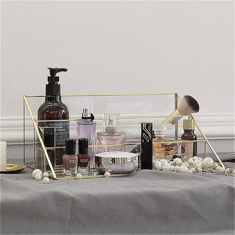 

Nordic Glass Makeup Organizers Phnom Penh Jewelry Display Rack Dressing Table Lipstick Bracelet Storage Box Makeup Boxes Decor