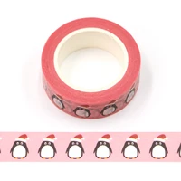 1pc 15mm x 10m penguin with christmas hat washi tape scrapbook paper masking adhesive merry christmas washi tape