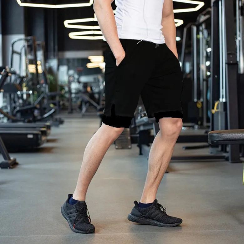 2020 Summer New Quick-drying Sports Fitness Shorts Men's Anti-exposure Two-piece Five-point Pants Running Jogging | Спорт и