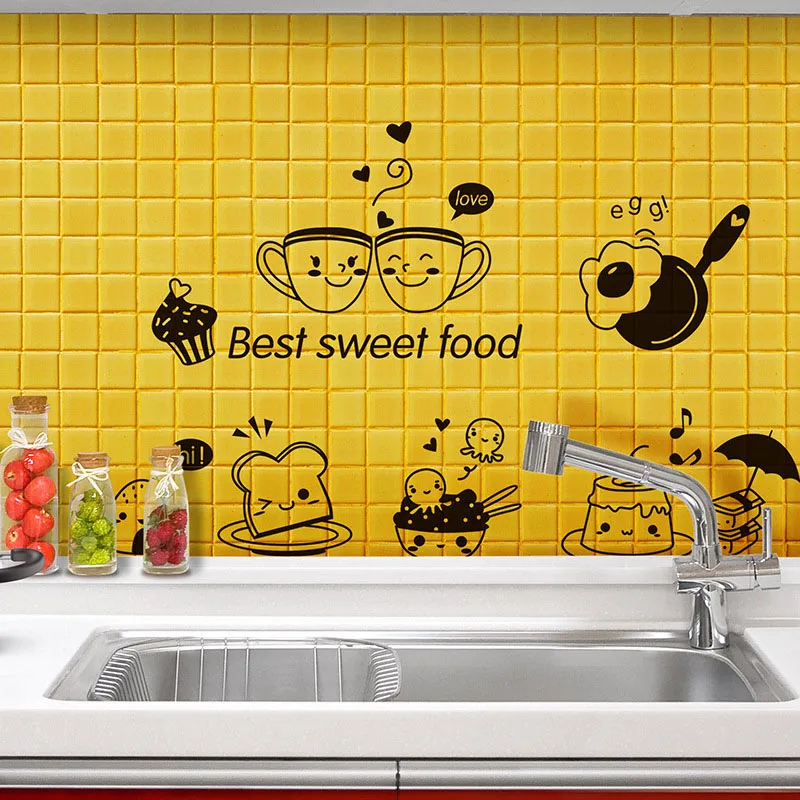 

Kitchen Wall Stickers PVC Coffee Sweet Food DIY Wall Art Decal Decoration Oven Dining Hall Wallpapers Wall Decals/Adhesive
