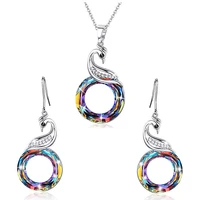 new phoenix jewelry set hot selling crystal phoenix charm necklace earrings set