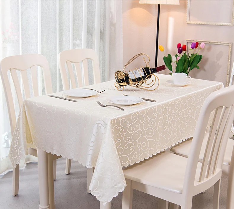 

All Size Square Polyester Jacquard Fabric Printed Flower Tablecloth Banquet Table Cover Home Kitchen Decoration Pink