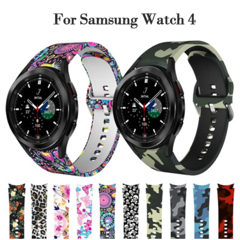 

20mm Silicone Strap For Samsung Galaxy Watch 4 40mm 44mm Printed Wristband For Watch 4 Classic 42mm 46mm Sport Band Bracelet