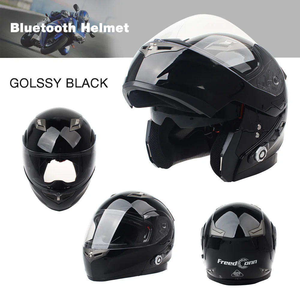 

FreedConn BM2-S Smart Bluetooth Motorcycle Helmet Built in Intercom System Dot Standard Helmet 3 Riders Talking with FM Radio