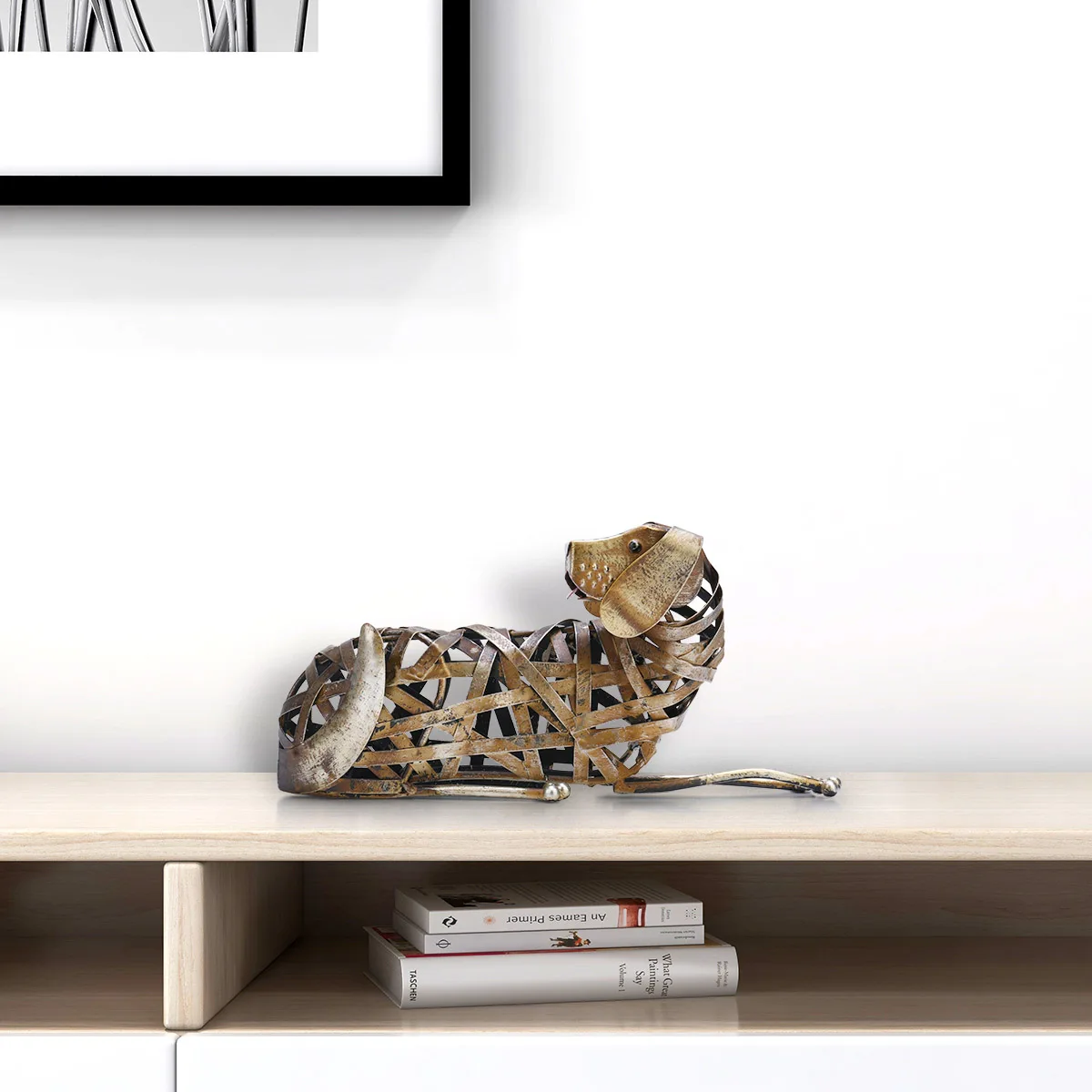 Tooarts Braided Dog Sculpture Modern Iron Ornament Creative Figurine Handmade Craft Special Animal home accessories | Дом и сад