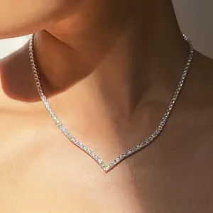 Stonefans V Shape Rhinestone Necklace Choker Wedding Accessories Fashion Jewelry Crystal Tennis Chai in India