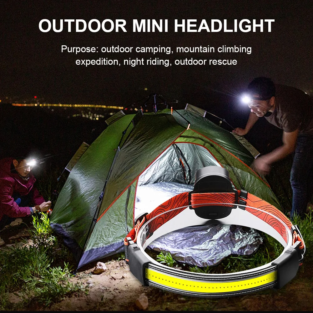USB RechargeableBattery Powered Work Light Warning Camping Lamp COB LED Headlamp Riding Head Torch | Освещение