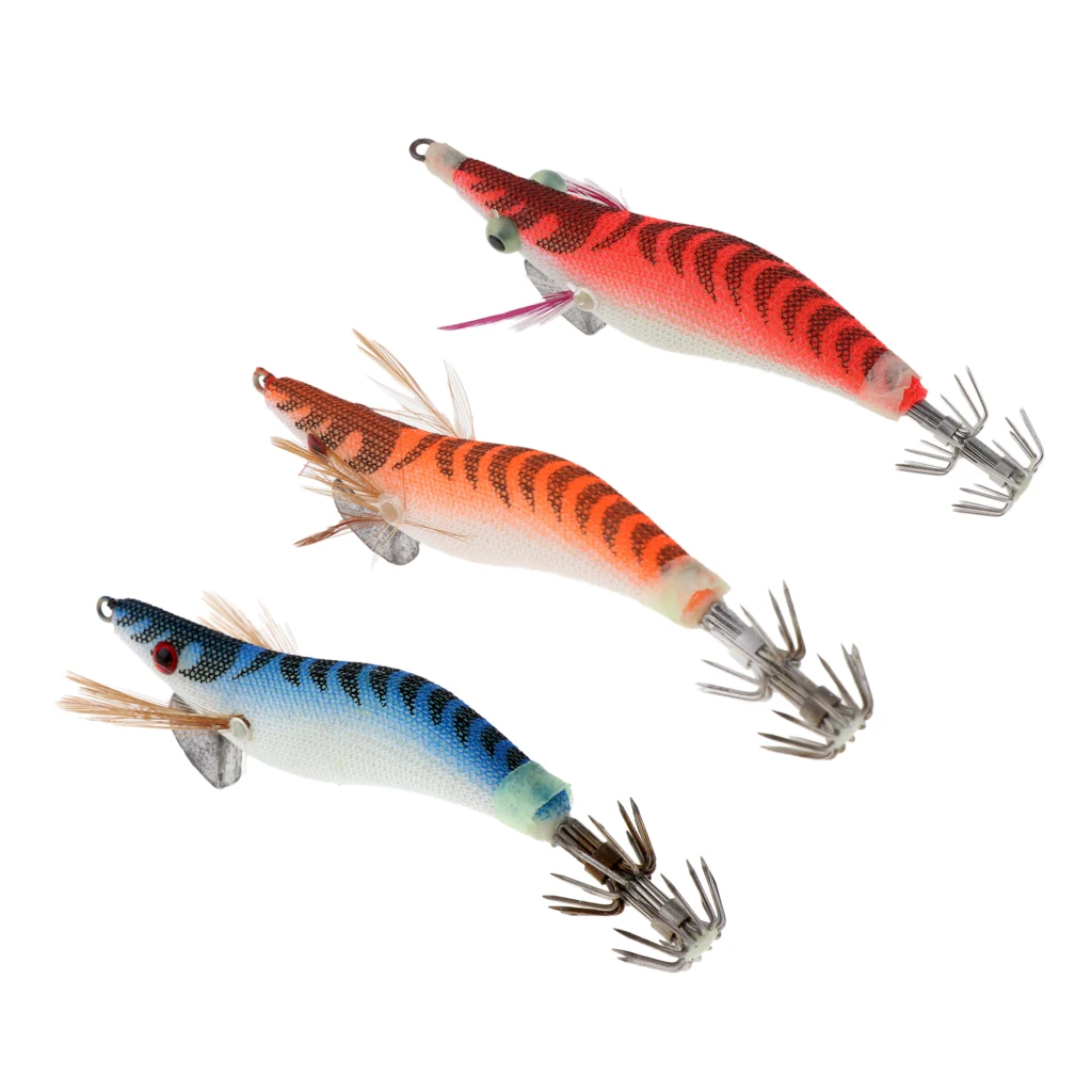 3D глаза кальмара джиг рыболовные приманки деревянные креветки Светящиеся