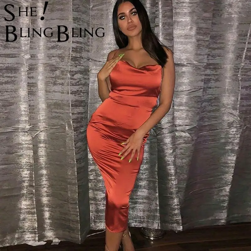 Женское ФЛУОРЕСЦЕНТНОЕ платье карандаш на бретельках с открытой спиной без