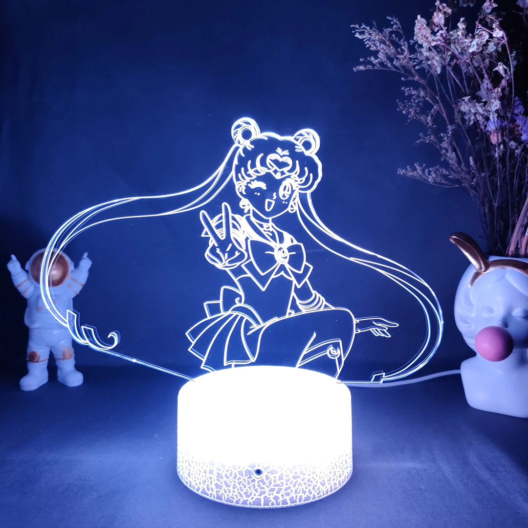 

Sailor Moon Kawaii Figurine 3D Night Light Anime Art Bedroom Decoration Holiday Indoor Lighting Manga Gift Girls Room Desk Lamp