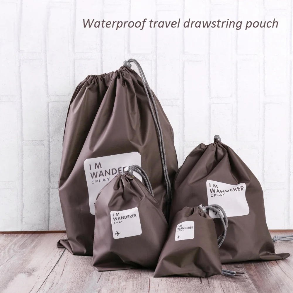 

A Set of 4pcs Universal Outdoor Travel Waterproof Nylon Drawstring Storage Bags Pouches Organizers in Different Sizes (Yellow)