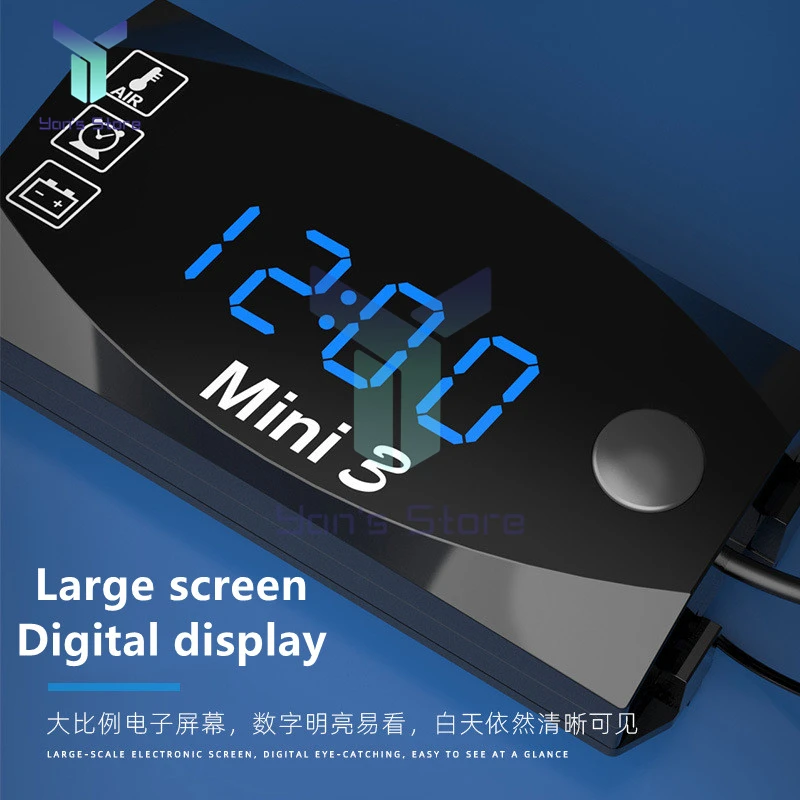 

DC 6V-30V 3 In 1 Multifunction Digital Time Clock + Thermometer +Voltmeter LED Display Motorcycle Waterproof IP67 for Car Boat