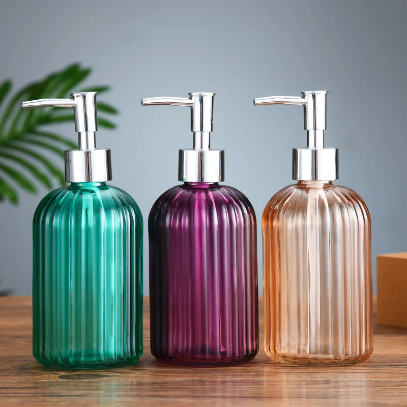

400ml Luxury Color Glass Refillable Bottles Pressed Pump Shampoo Lotion Hand Wash Soap Sanitizer Shower Gel Container Bottle