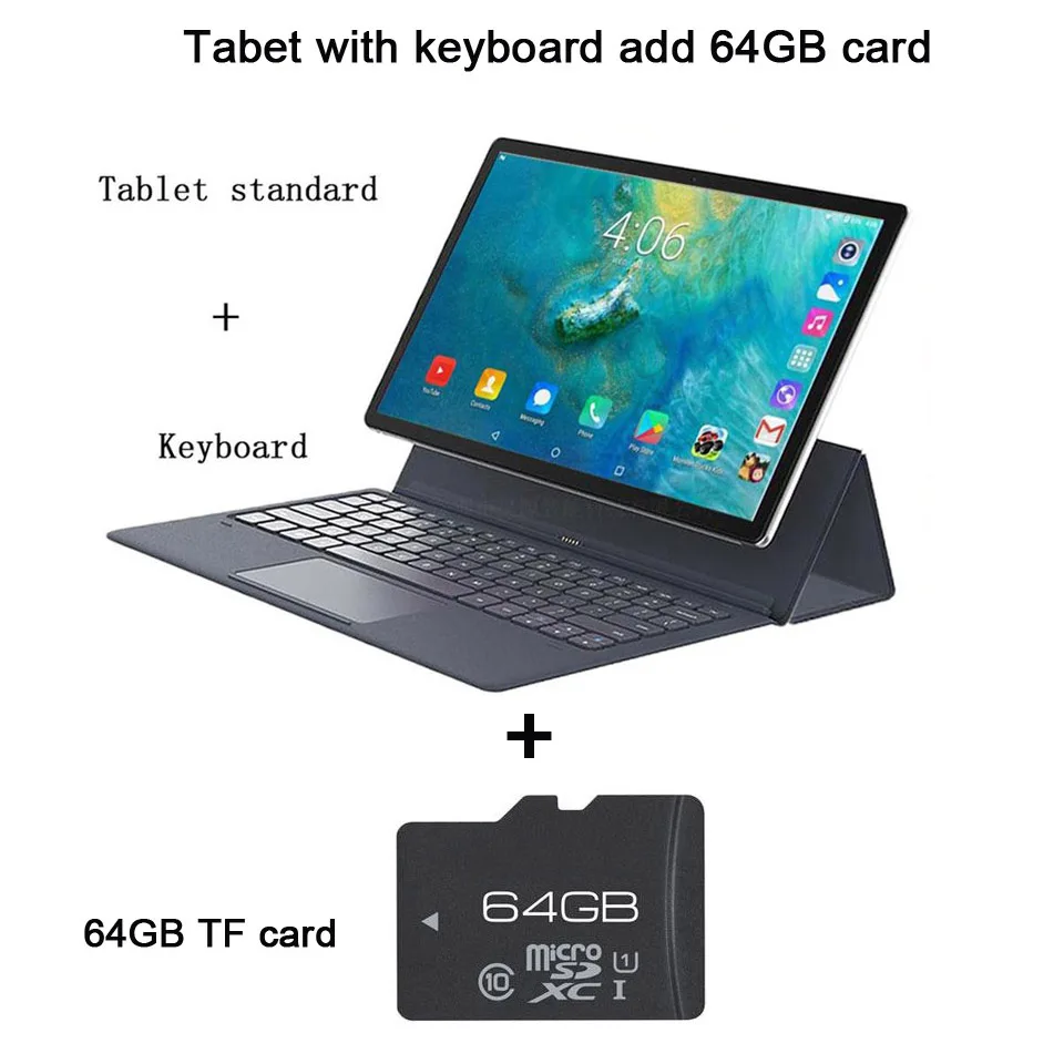 keyboard and 64G TF 2 в 1 планшет ноутбук 11,6 дюймов android 10 ядер 1920*1080 с клавиатурой игровые планшеты gps wifi 4G sim карта вызов телефон tab - Комплект: keyboard and 64G TF