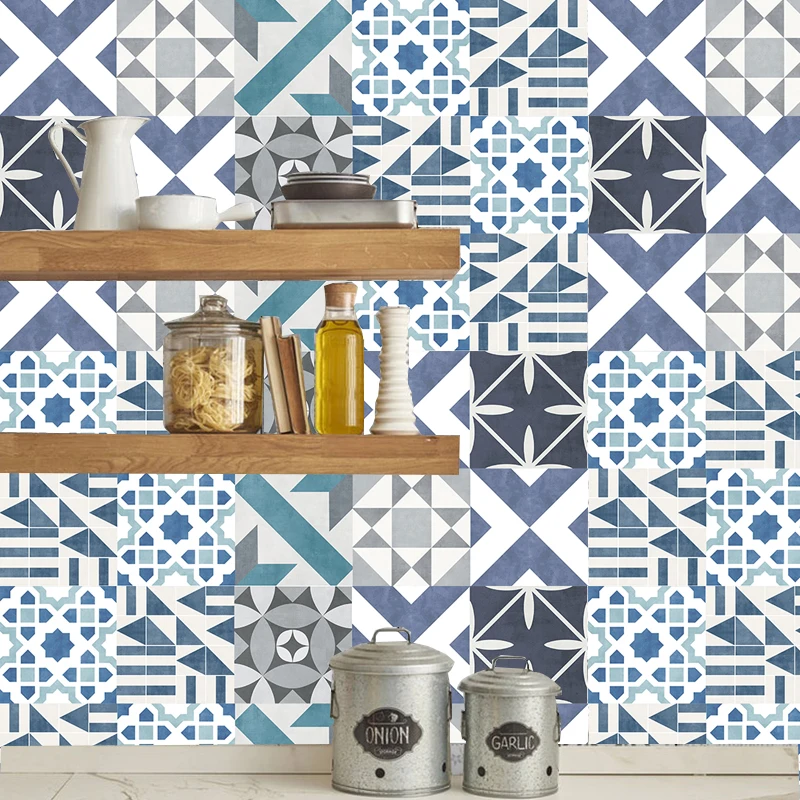 

Morocco DIY Mosaic Wall Tiles Stickers Waist Line Kitchen Toilet Adhesive Bathroom DIY Wall Art Mural Wall Decals PVC Waterproof