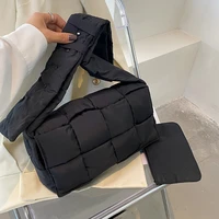 winter woven cotton women crossbody bag designer down padded shoulder bags for women 2022 brands space handbags and purses flap