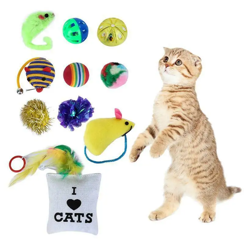 

14Pcs Pet Cat Toys Set Bulk Mice Balls Catnip Pet Kitty Kitten Play Ball Toy New