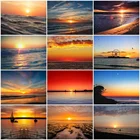 HUACAN полностью квадратная алмазная живопись пейзаж 5D DIY Алмазная Вышивка Полный дисплей морская рассвет Стразы мозаика домашний декор