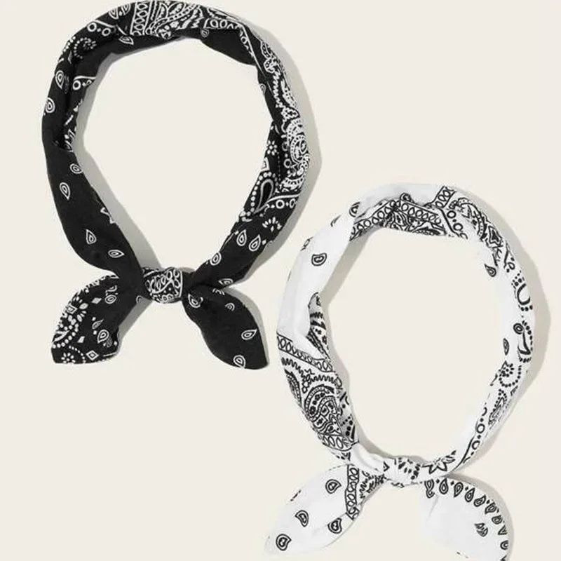 

Rabbit Ears Knotted Hairbands For Women Fashion Flower Printing Bowknot Elastic Headbands Girls Hairwrap Hair Accessories
