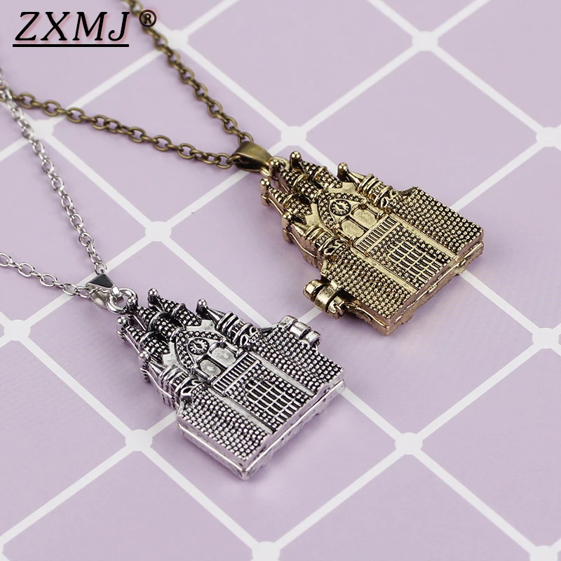 ZXMJ Harried Хогвартс, школьный волшебный замок, ожерелье, горшки, 3D, винтажный медальон для влюбленных, строительные ожерелья, подвеска для мужчин, ювелирные изделия