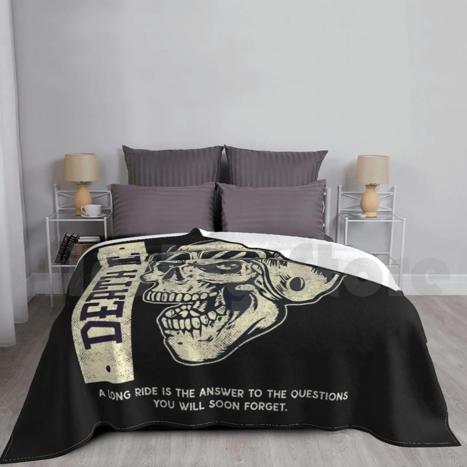 Одеяло Death Ride модное под заказ скелет для склеивания смерти Байкерский велосипед