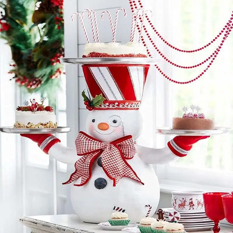 

Christmas Resin Statue Ornaments Tray Snowman Santa Claus Snack Rack Xmas Party Cake Storage Holder No Plate Desk Decoration